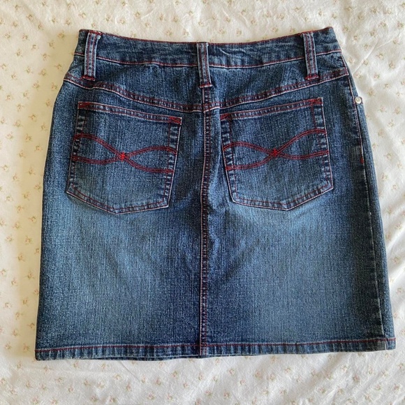 y2k 2000s contrast stitch denim mini skirt 💕 - Picture 6 of 8